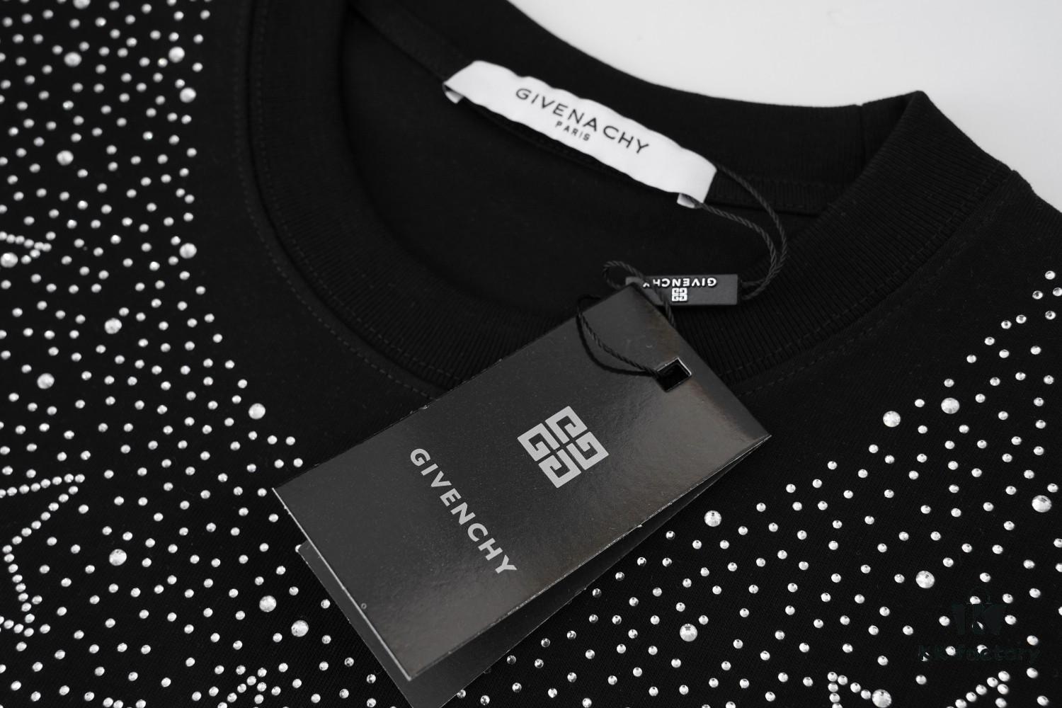 2025 New Balenciaga Rhinestone Embellished Short Sleeve T-Shirt