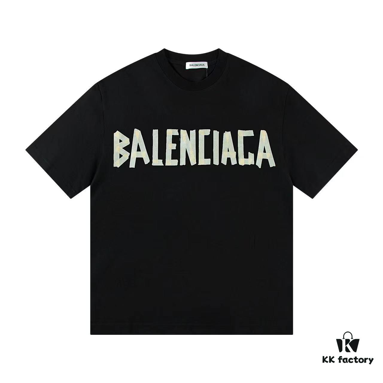 2025 New Arrival Balenciaga Yellow Tape Short Sleeve T-Shirt