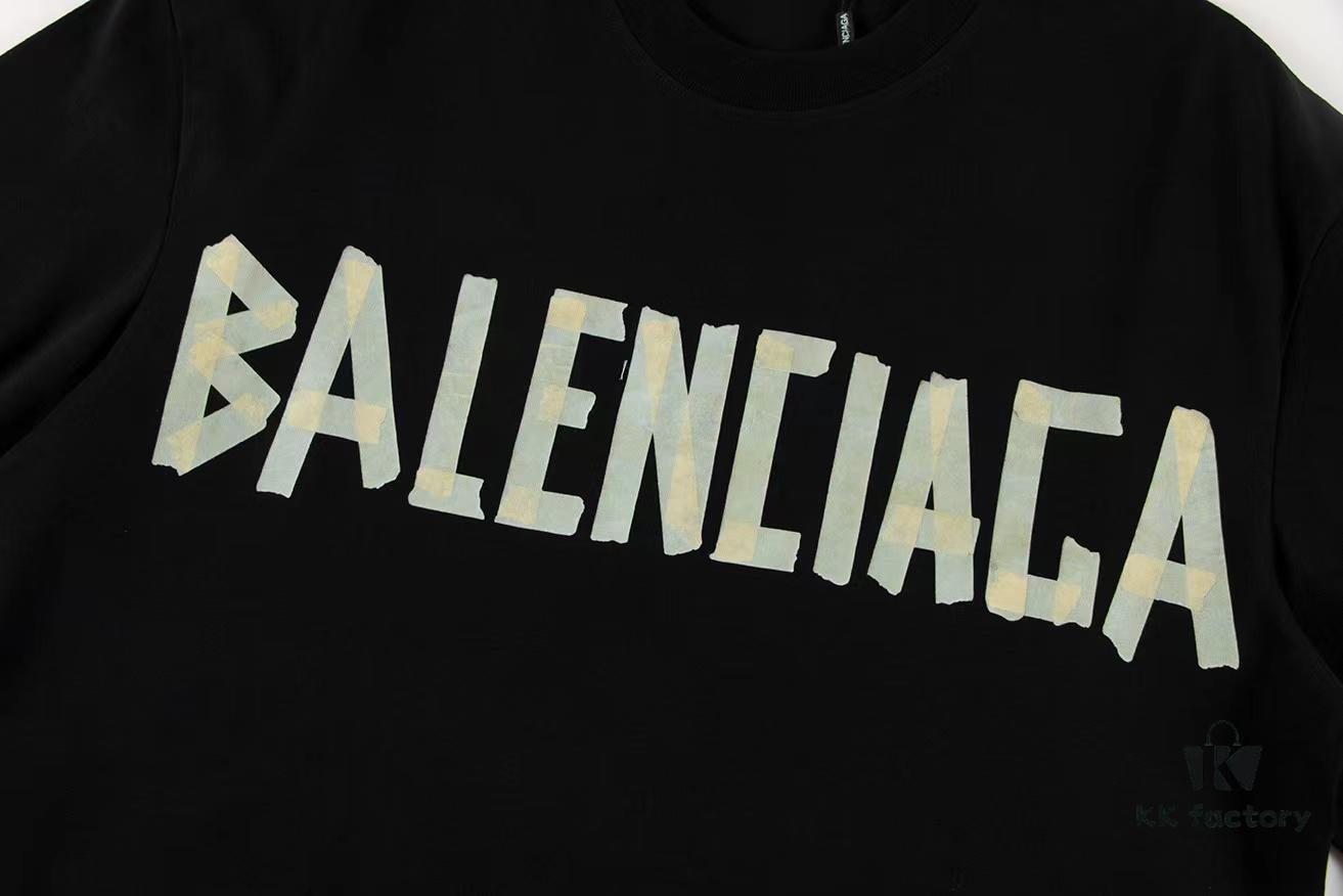2025 New Arrival Balenciaga Yellow Tape Short Sleeve T-Shirt