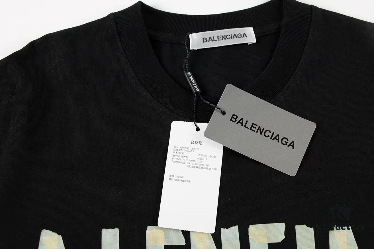 2025 New Arrival Balenciaga Yellow Tape Short Sleeve T-Shirt