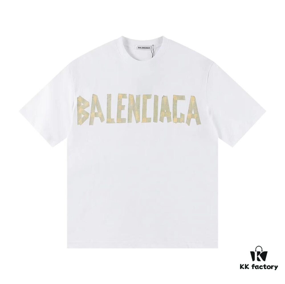 2025 New Arrival Balenciaga Yellow Tape Short Sleeve T-Shirt