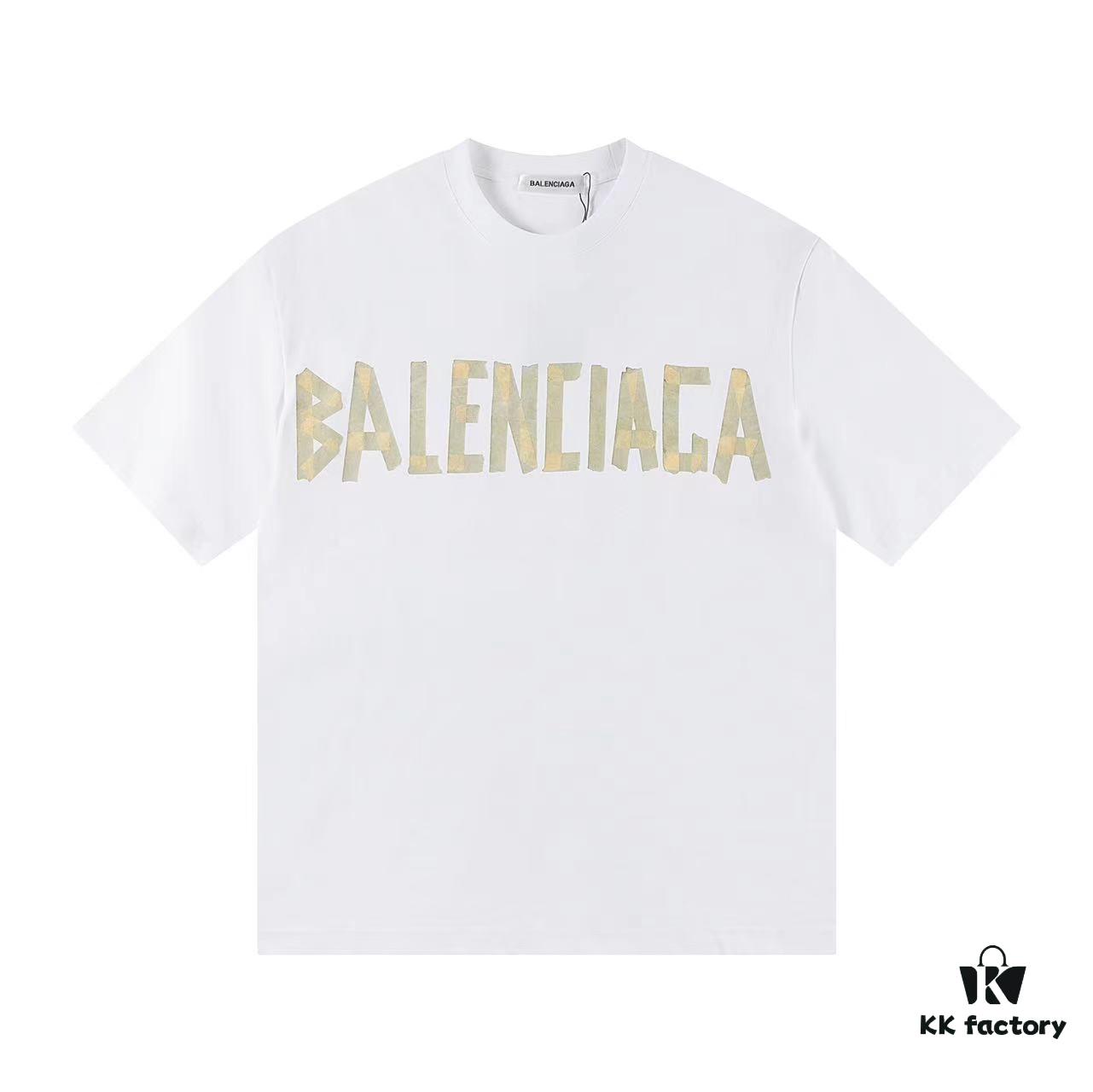 2025 New Arrival Balenciaga Yellow Tape Short Sleeve T-Shirt