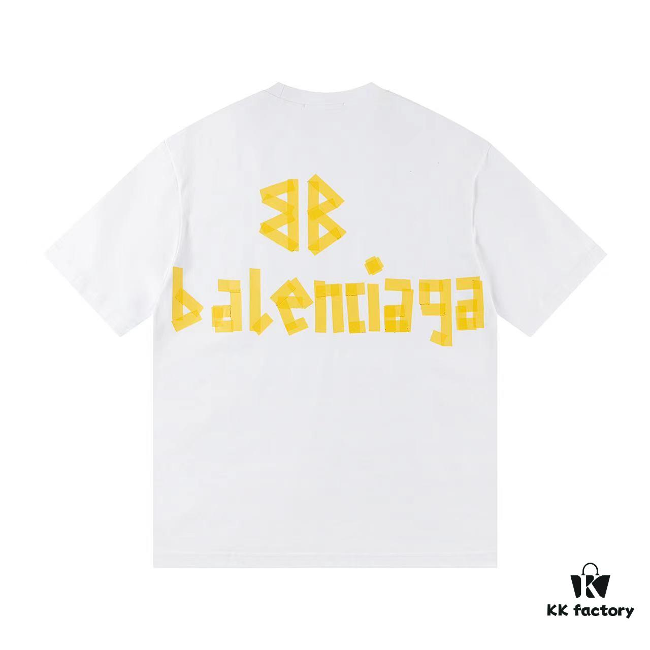 2025 New Arrival Balenciaga Yellow Tape Short Sleeve T-Shirt