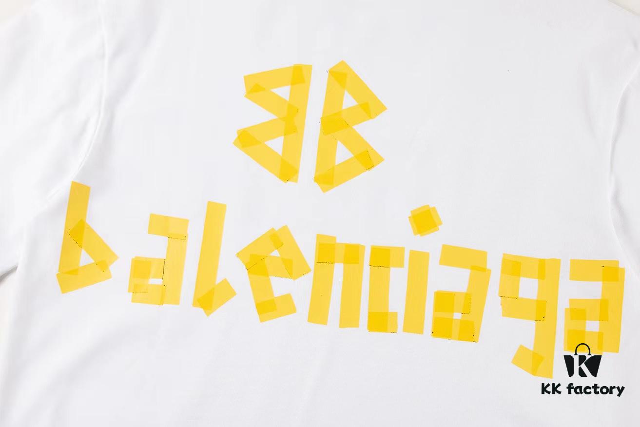 2025 New Arrival Balenciaga Yellow Tape Short Sleeve T-Shirt