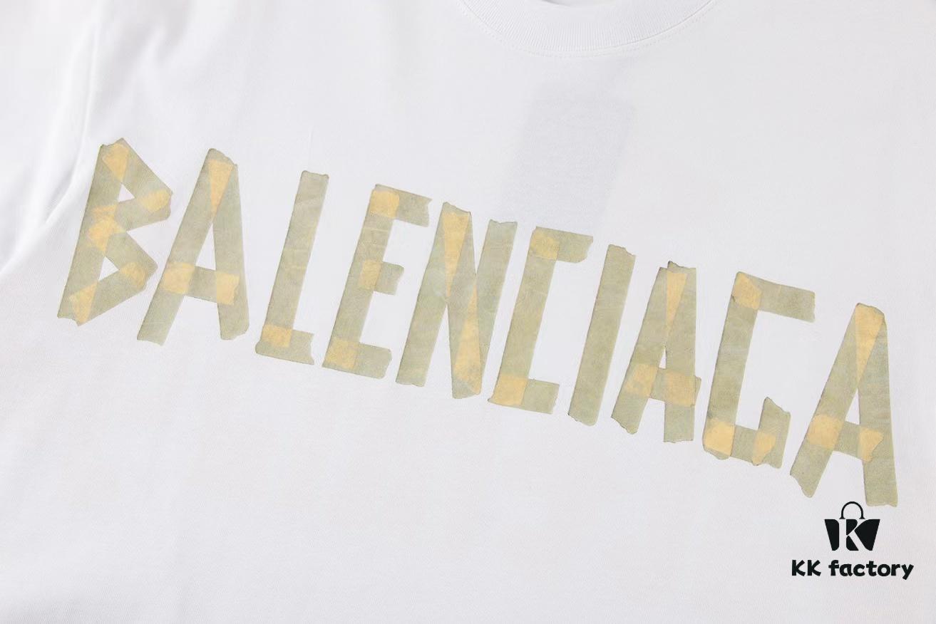 2025 New Arrival Balenciaga Yellow Tape Short Sleeve T-Shirt