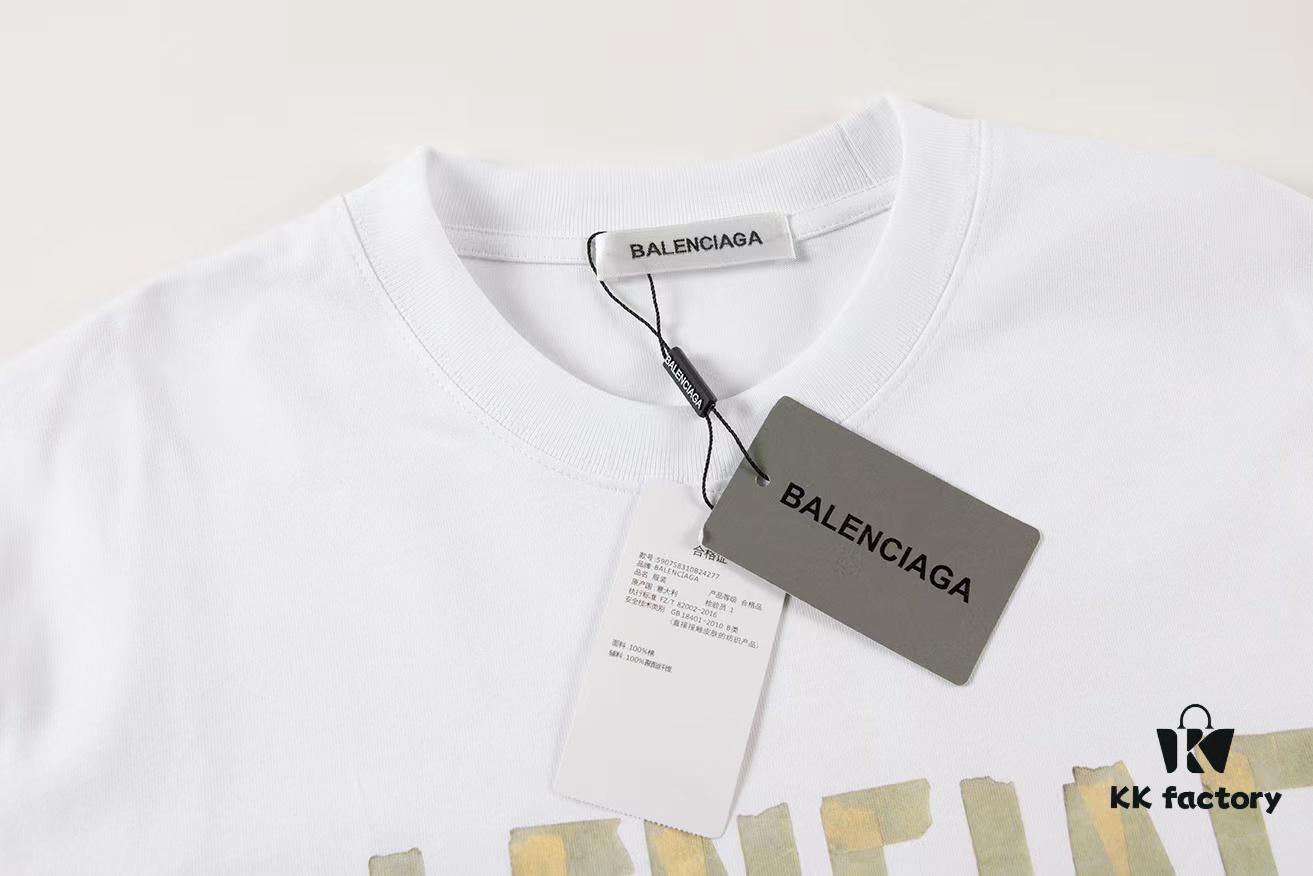 2025 New Arrival Balenciaga Yellow Tape Short Sleeve T-Shirt