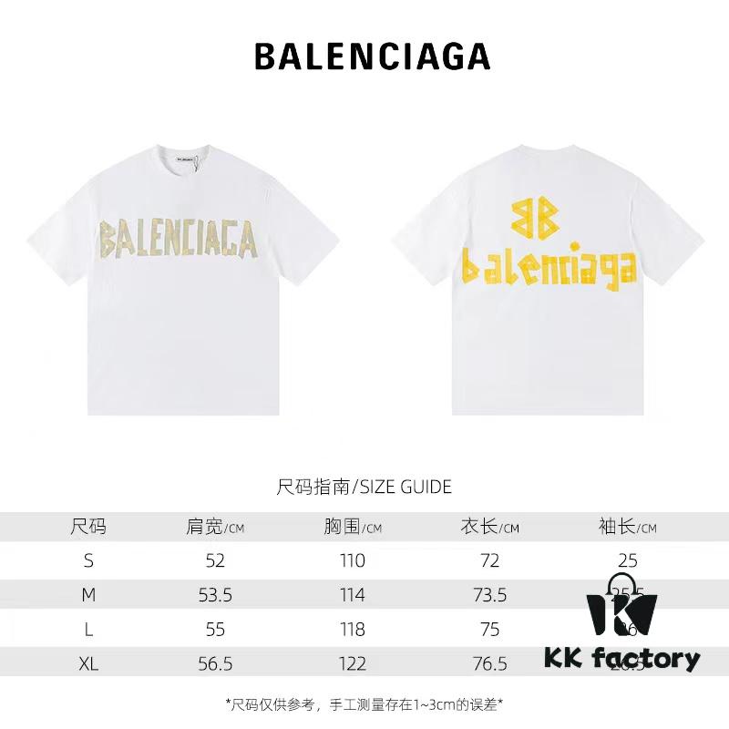 2025 New Arrival Balenciaga Yellow Tape Short Sleeve T-Shirt