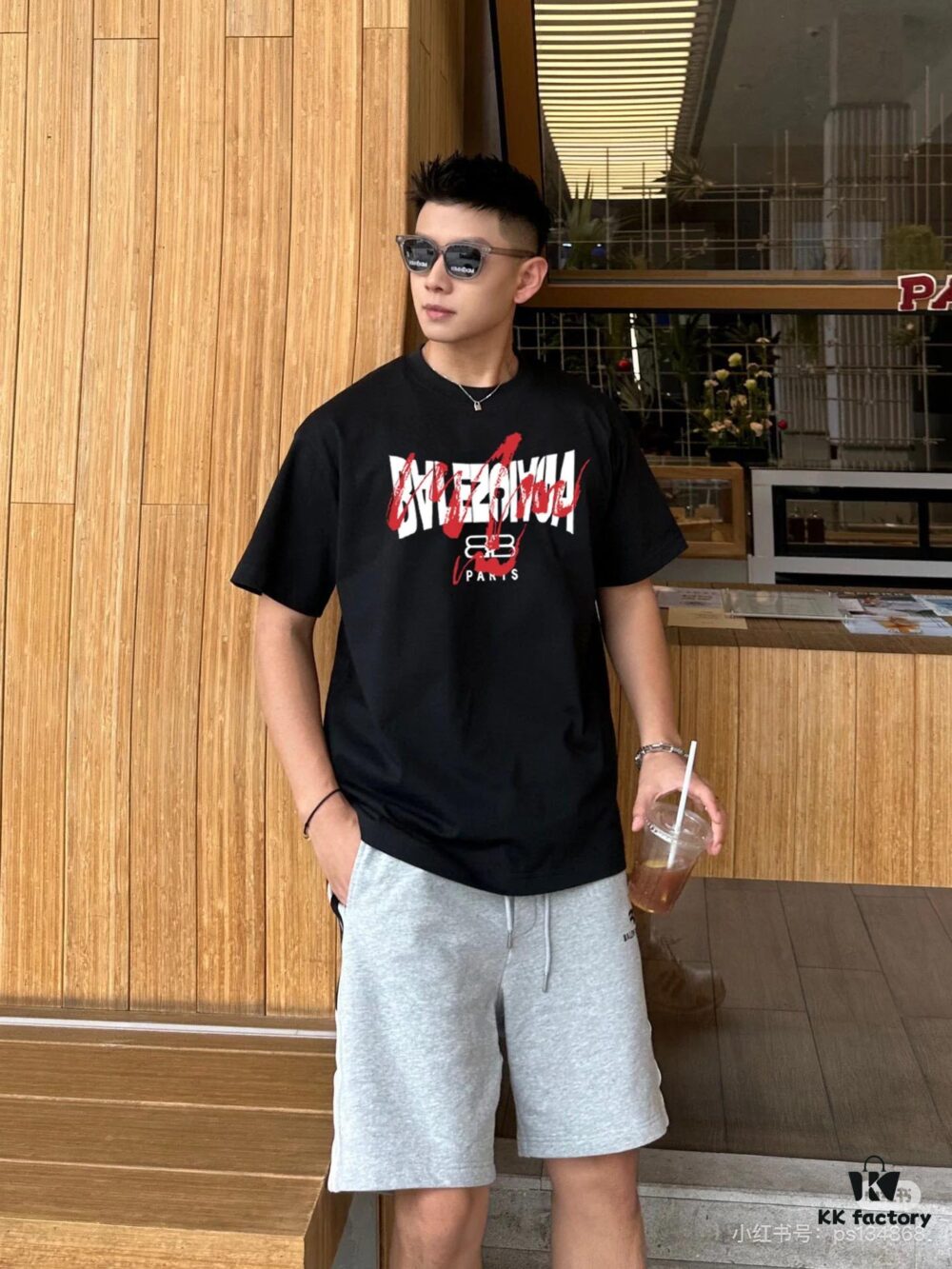 BALENCIAGA New Classic Letter Graffiti Print Casual Round Neck Short Sleeve T-Shirt