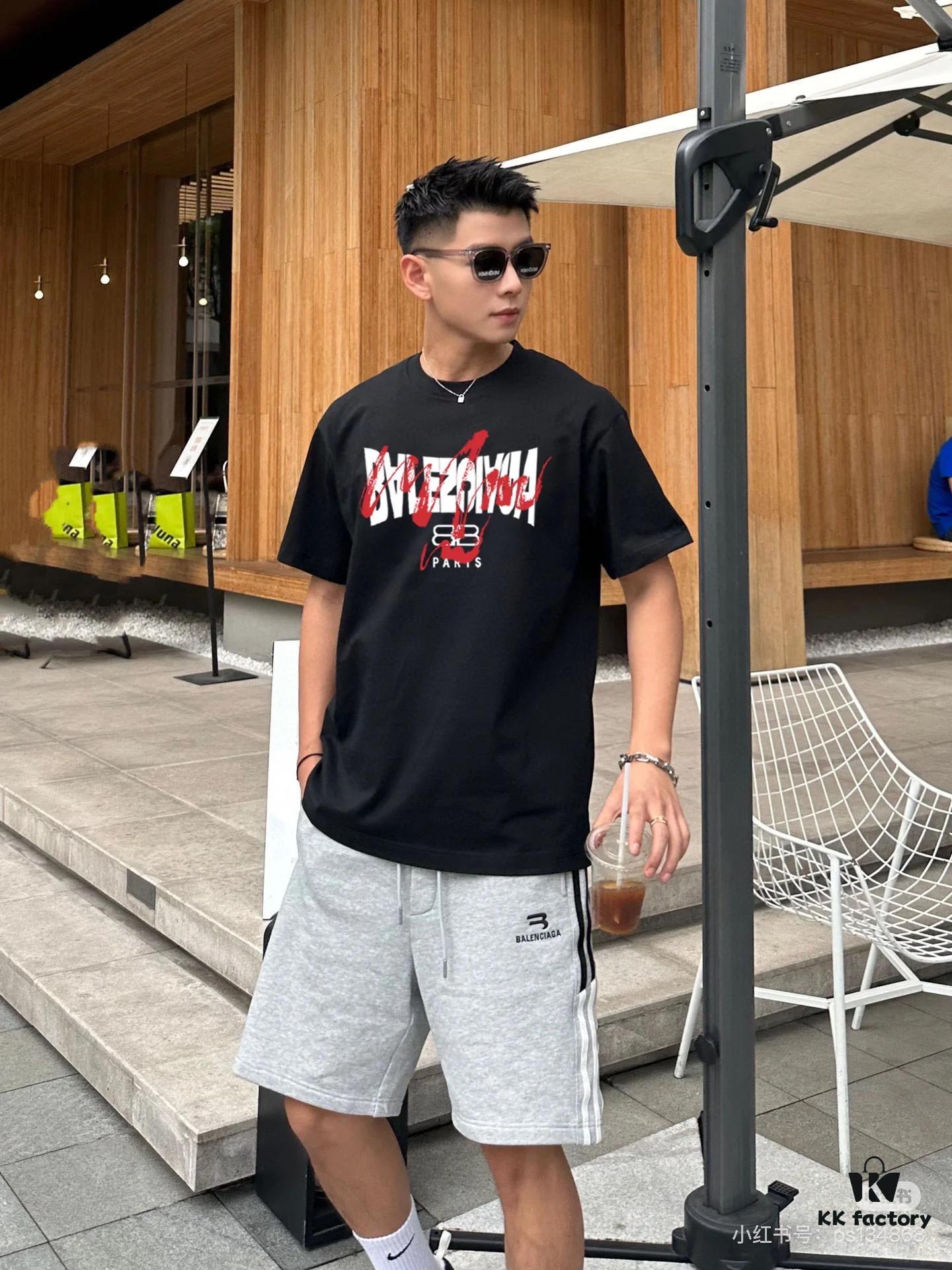 BALENCIAGA New Classic Letter Graffiti Print Casual Round Neck Short Sleeve T-Shirt