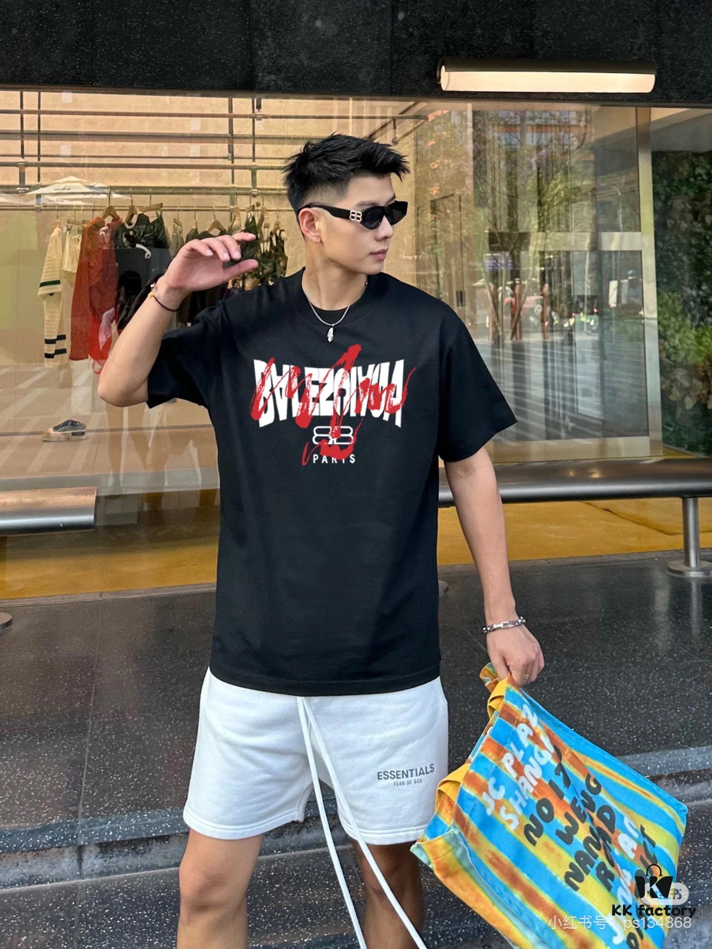 BALENCIAGA New Classic Letter Graffiti Print Casual Round Neck Short Sleeve T-Shirt