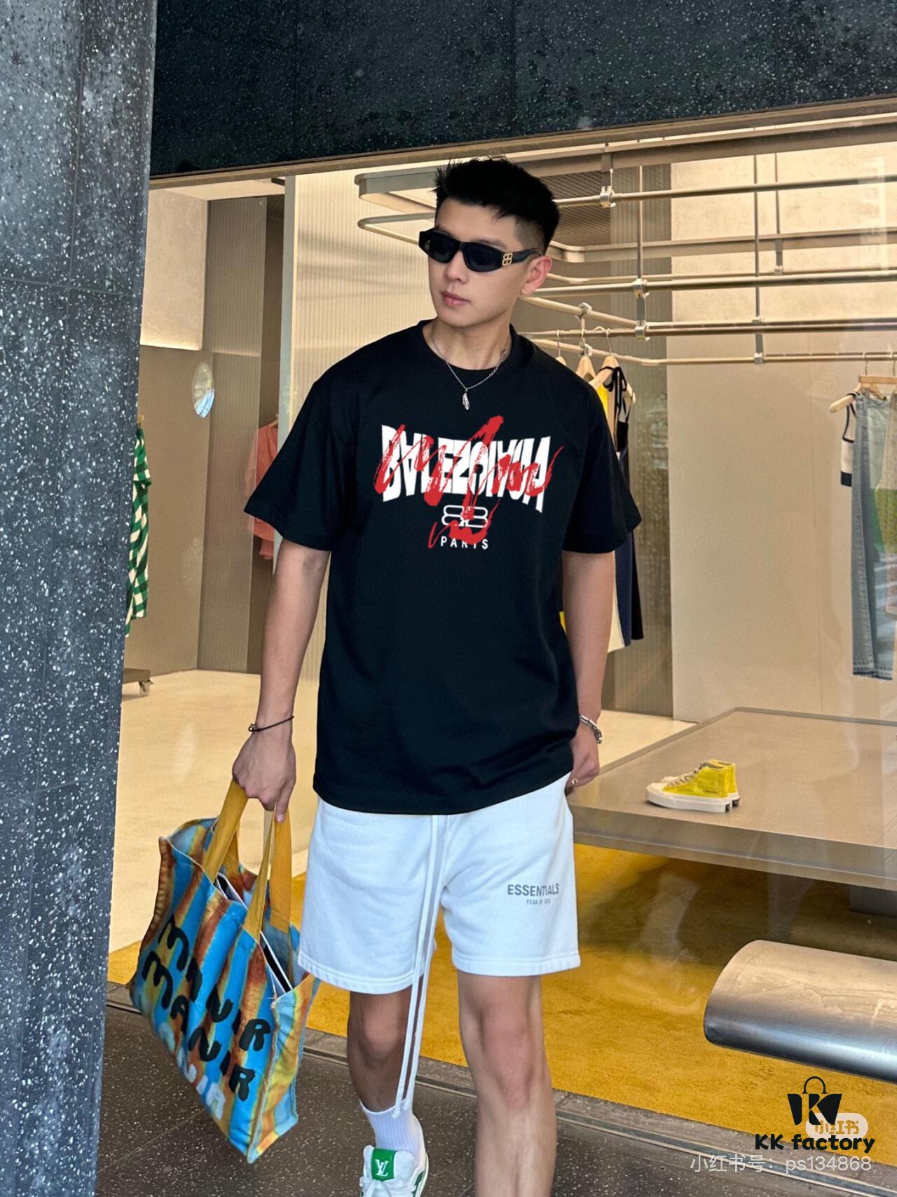 BALENCIAGA New Classic Letter Graffiti Print Casual Round Neck Short Sleeve T-Shirt