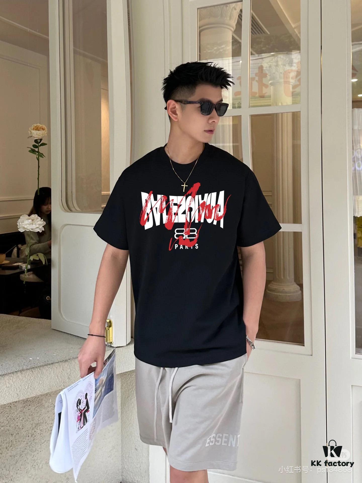 BALENCIAGA New Classic Letter Graffiti Print Casual Round Neck Short Sleeve T-Shirt