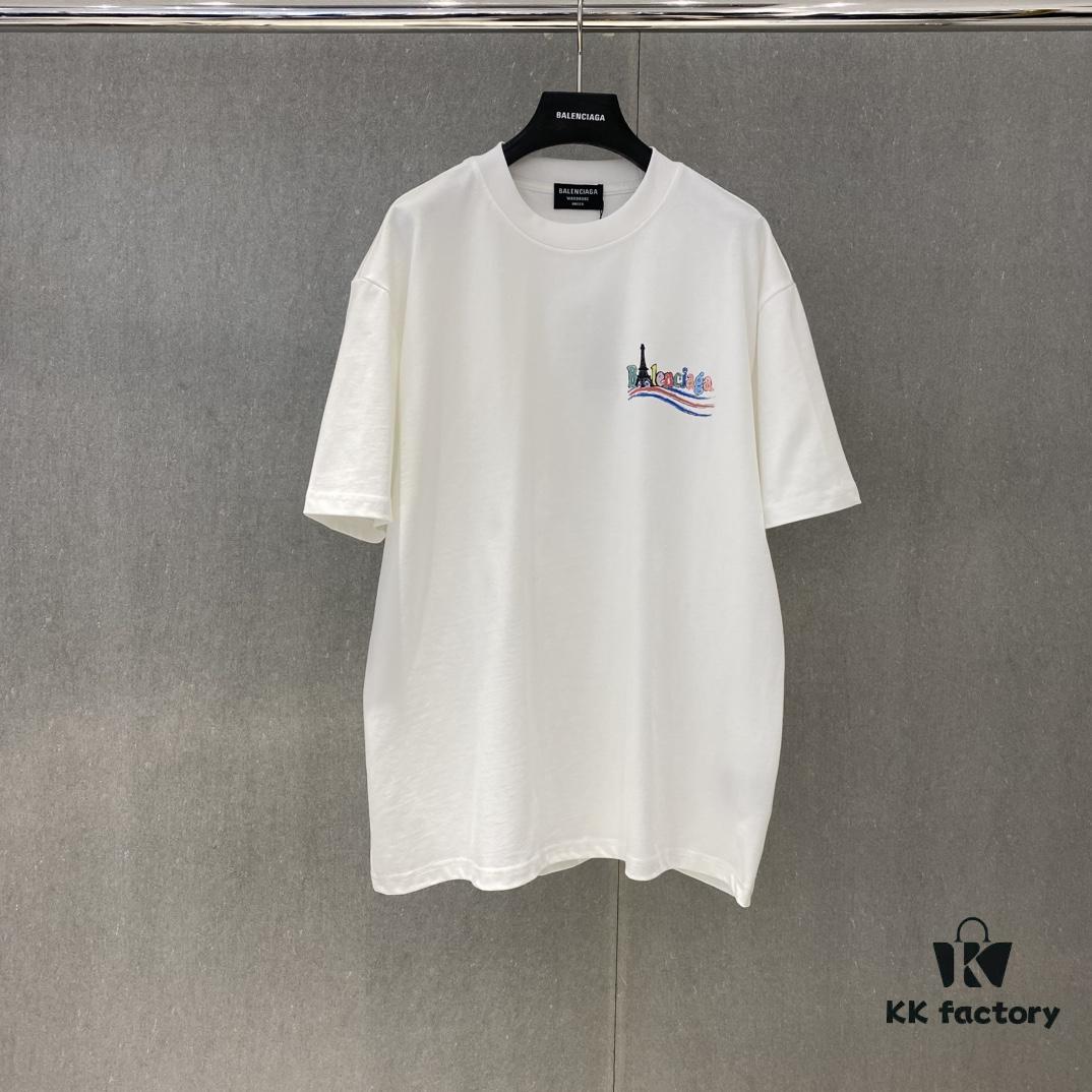 Bl 2025 Spring and Summer New Arrival Pure Cotton Colorful Letter Print Short Sleeve T-Shirt