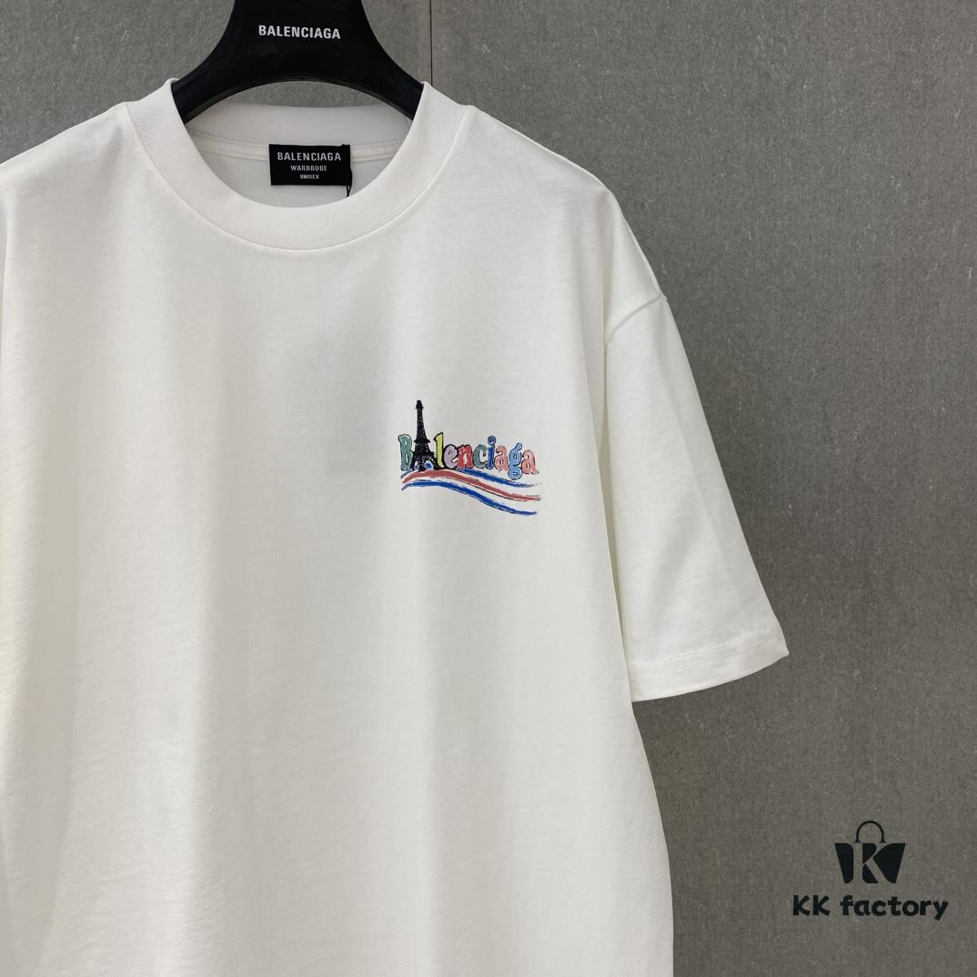 Bl 2025 Spring and Summer New Arrival Pure Cotton Colorful Letter Print Short Sleeve T-Shirt