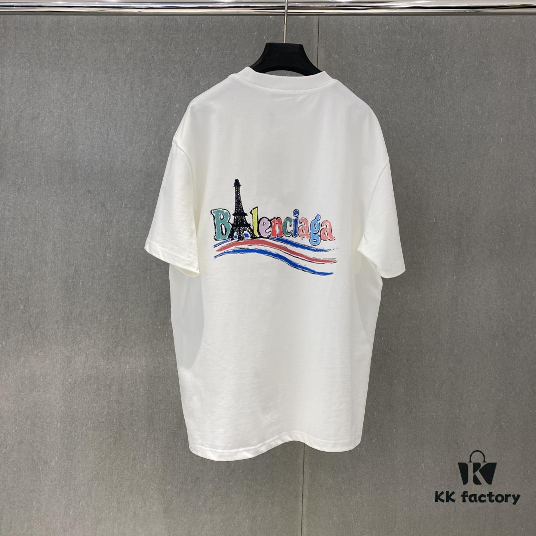 Bl 2025 Spring and Summer New Arrival Pure Cotton Colorful Letter Print Short Sleeve T-Shirt