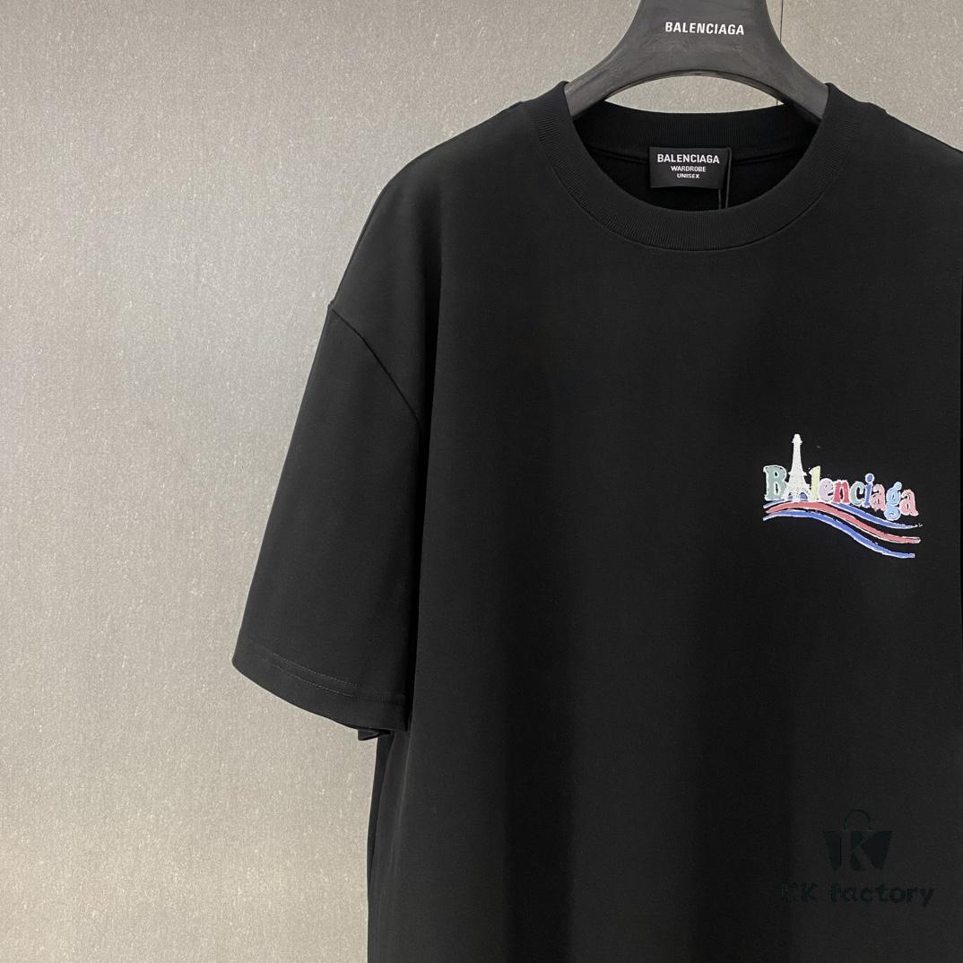 Bl 2025 Spring and Summer New Arrival Pure Cotton Colorful Letter Print Short Sleeve T-Shirt