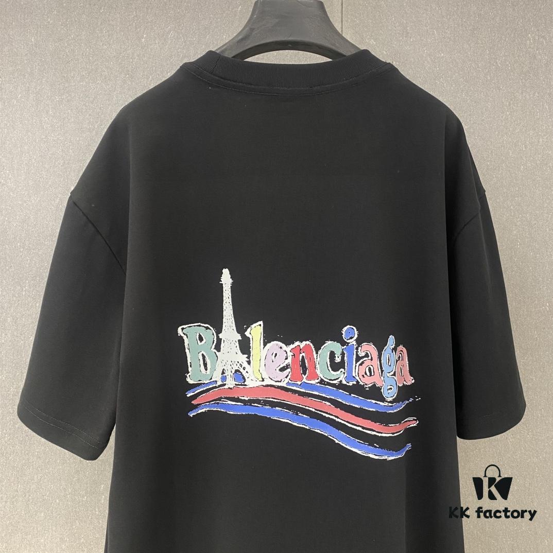 Bl 2025 Spring and Summer New Arrival Pure Cotton Colorful Letter Print Short Sleeve T-Shirt