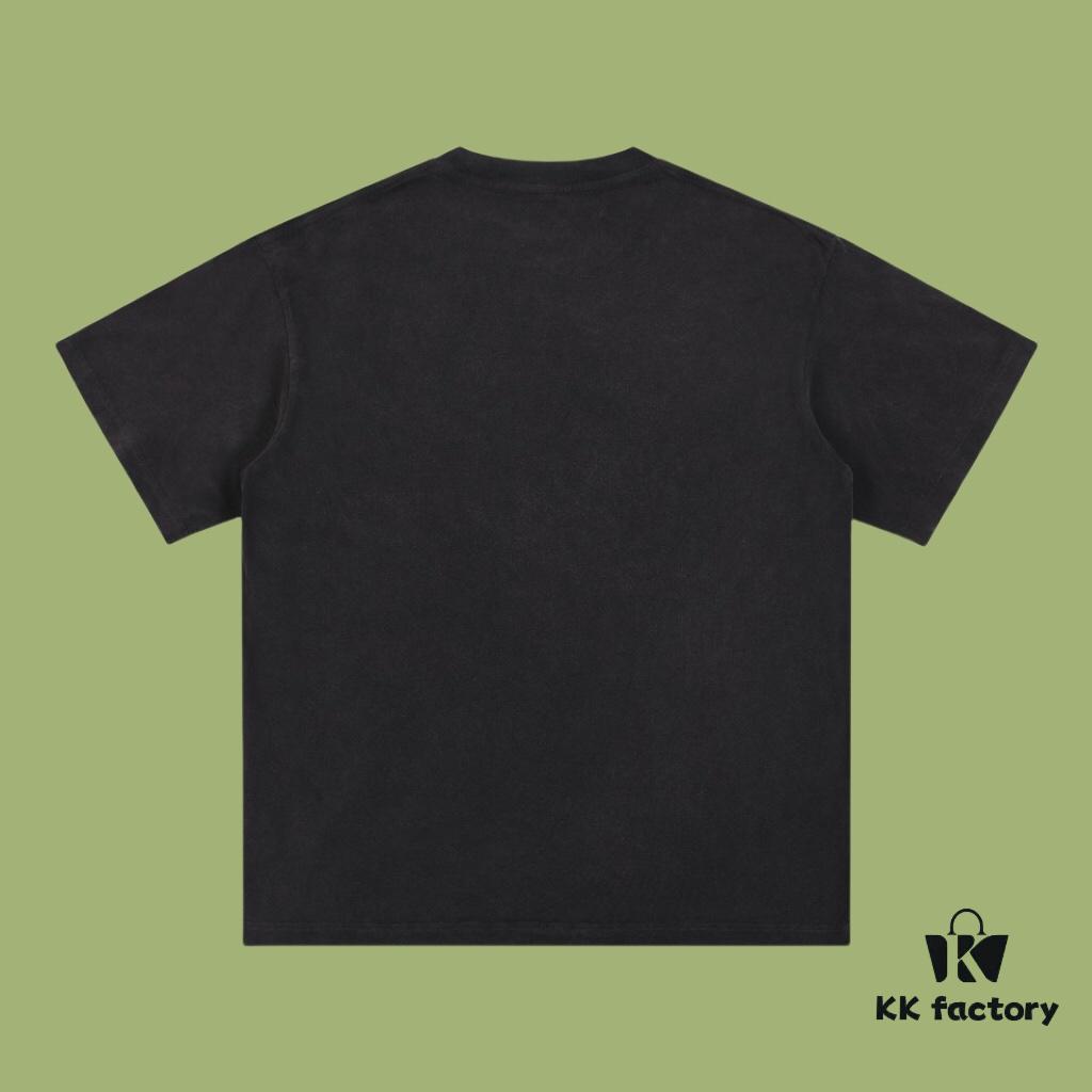 High-Quality Balenciaga 2025 Fall Spring-Summer Collection Yeoh Portrait Short-Sleeve T-Shirt Imported Kangnun Digital Direct-to-Garment Printing Custom Dyed Premium Streetwear 26s Double Yarn 100% Washed 300g Garment-Dyed Light Washed Distressed Ripped Loose Fit Unisex OS