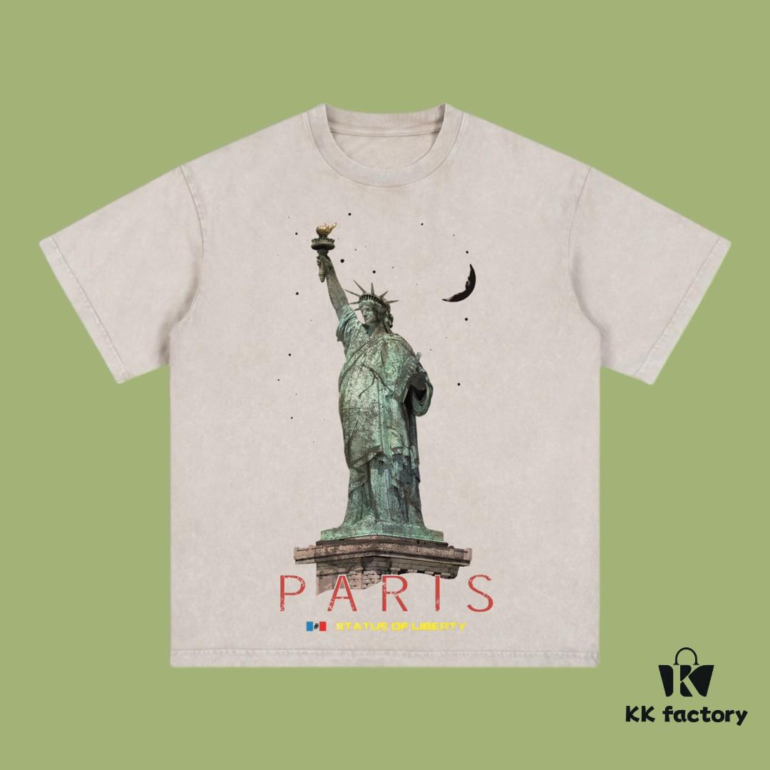 High-End Quality Balenciaga 2025 Fall Spring/Summer Collection Lady Liberty Short-Sleeve T-Shirt