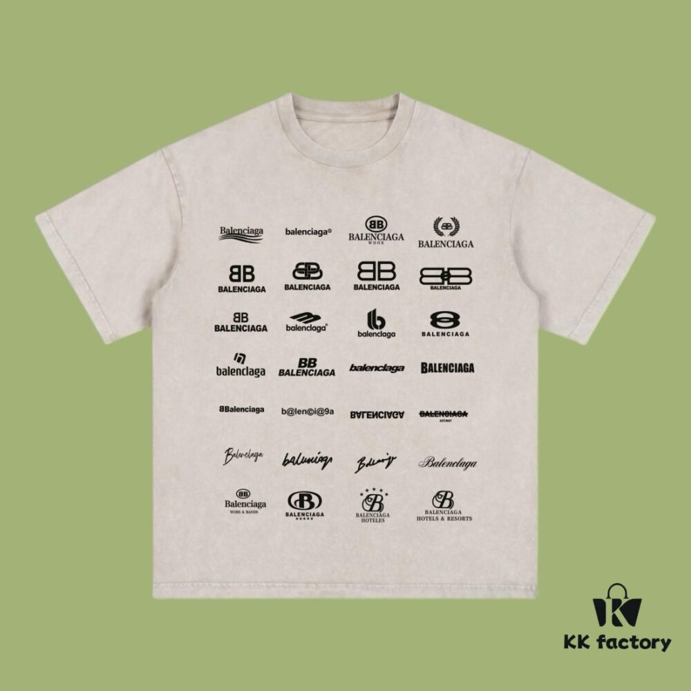 High-Quality Balenciaga 2025 Fall Spring/Summer Collection LOGO Wall Graphic Short-Sleeve T-Shirt Made with Imported Kanglong Digital Direct-to-Garment Printing, Custom-Dyed Premium Streetwear 26S Double-Yarn 100% Washed 300G Garment-Dyed and Snow-Washed OS Loose Fit Unisex