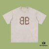 High-End Quality Balenciaga 2025 Fall Spring/Summer Collection Double B Short Sleeve T-Shirt Imported Kanglong Digital Direct-to-Garment Printing Custom-Dyed High-Quality Streetwear 26-Single 100% Washed 300G Garment-Dyed and Washed Snowflake Finish OS Loose Fit Unisex