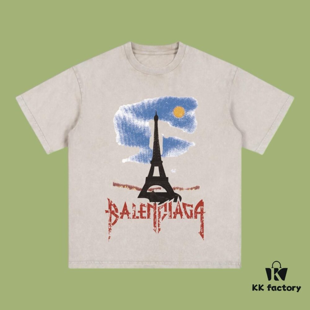 High-End Quality Balenciaga 2025 Fall Spring/Summer Collection Tokyo Tower Short Sleeve T-Shirt