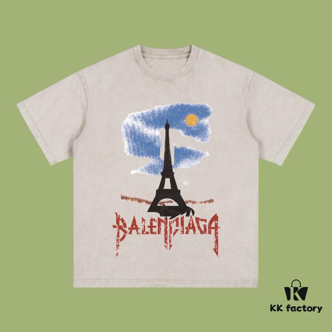 High-End Quality Balenciaga 2025 Fall Spring/Summer Collection Tokyo Tower Short Sleeve T-Shirt