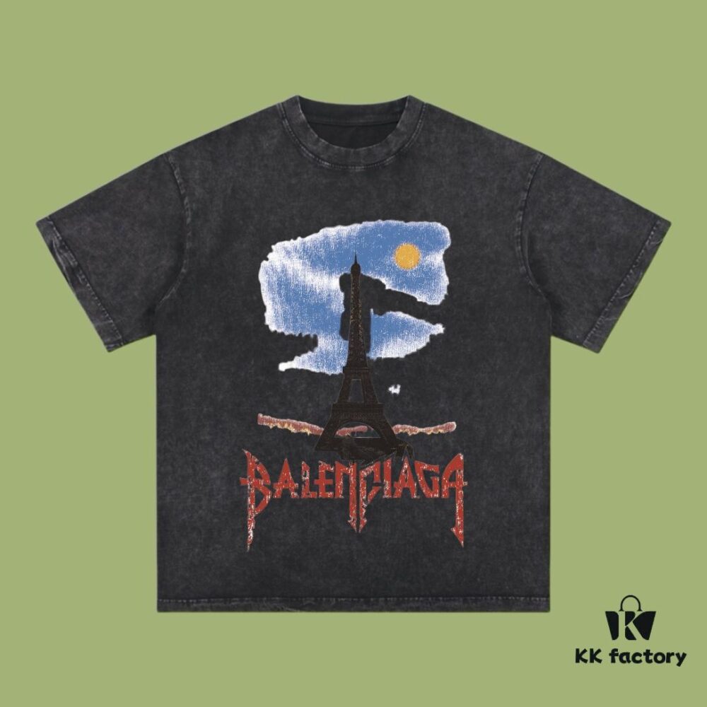 High-End Quality Balenciaga 2025 Fall Spring/Summer Collection Tokyo Tower Short Sleeve T-Shirt