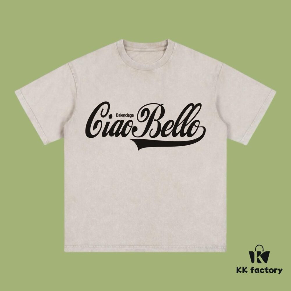 High-End Quality Balenciaga 2025 Fall Spring/Summer Collection Slogan Short-Sleeve T-Shirt Imported Kangnan Digital Direct Printing Dyed High-Quality Streetwear Brand 26s Double Yarn 100% Washed 300G Garment Dyeing and Water Washing Snowflake Effect OS Loose Fit Unisex