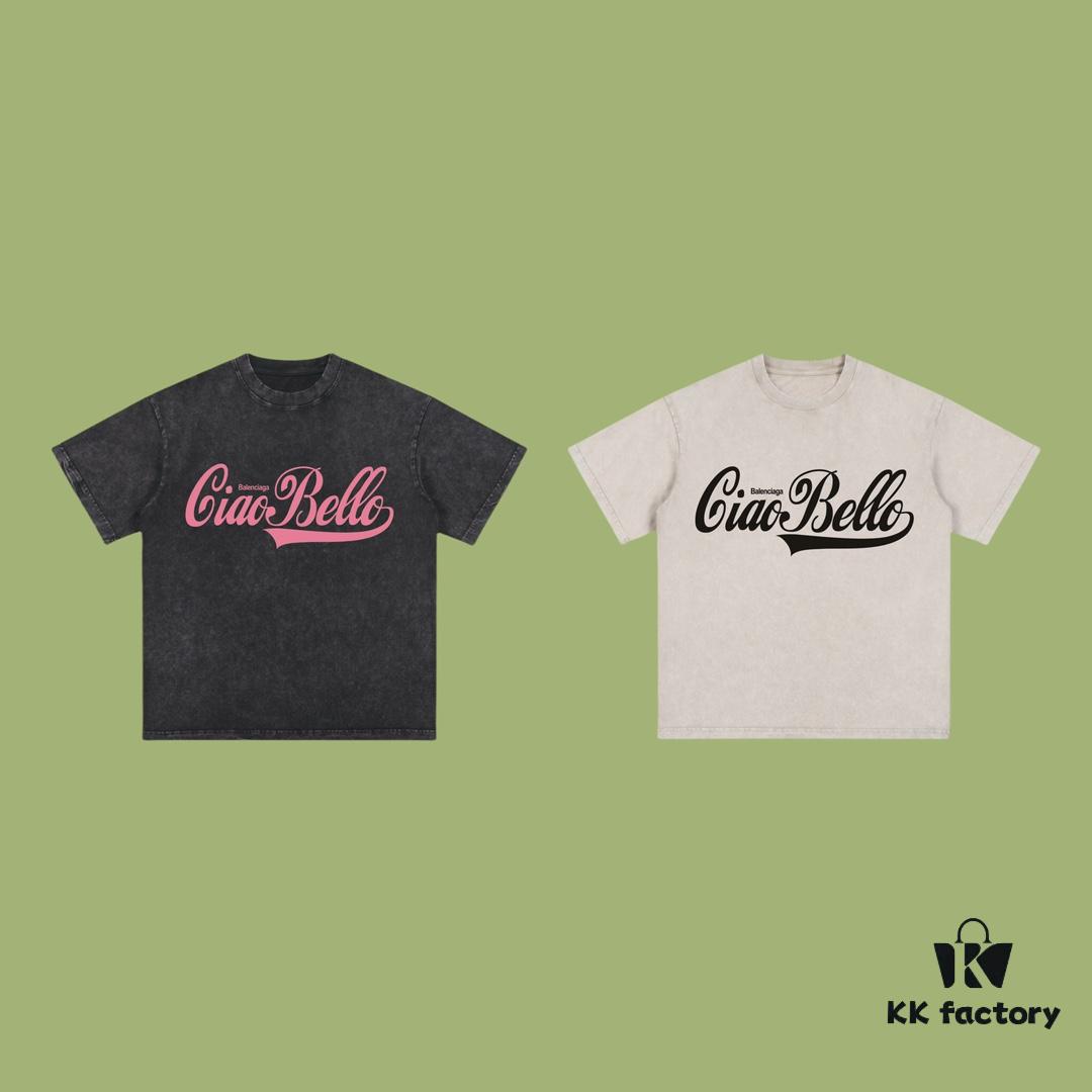High-End Quality Balenciaga 2025 Fall Spring/Summer Collection Slogan Short-Sleeve T-Shirt Imported Kangnan Digital Direct Printing Dyed High-Quality Streetwear Brand 26s Double Yarn 100% Washed 300G Garment Dyeing and Water Washing Snowflake Effect OS Loose Fit Unisex