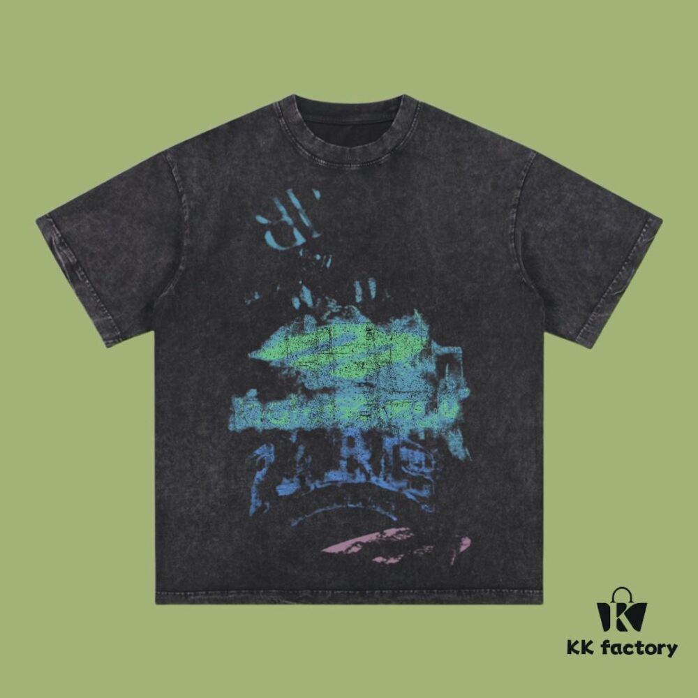 High-End Quality Balenciaga 2025 Fall Spring/Summer Collection Colorful Smoke Short-Sleeve T-Shirt Imported Kangnun Digital Direct-to-Garment Printing Custom-Dyed High-Fashion Brand 26-Single 100% Pre-Washed 300G Garment-Dyed and Washed Snowflake Finish OS Loose Fit Unisex