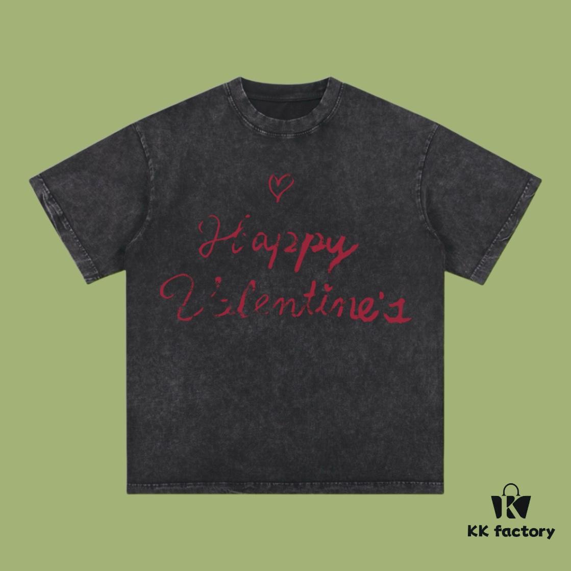 High-End Quality Balenciaga 2025 Fall Spring/Summer Collection Valentine's Day Short Sleeve T-Shirt, Imported Kanglong Digital Direct-to-Garment Printing, Premium Streetwear 26-Single 100% Cotton Pre-Washed 300G Garment-Dyed and Washed with Snowflake Effect, OS Loose Fit Unisex Design