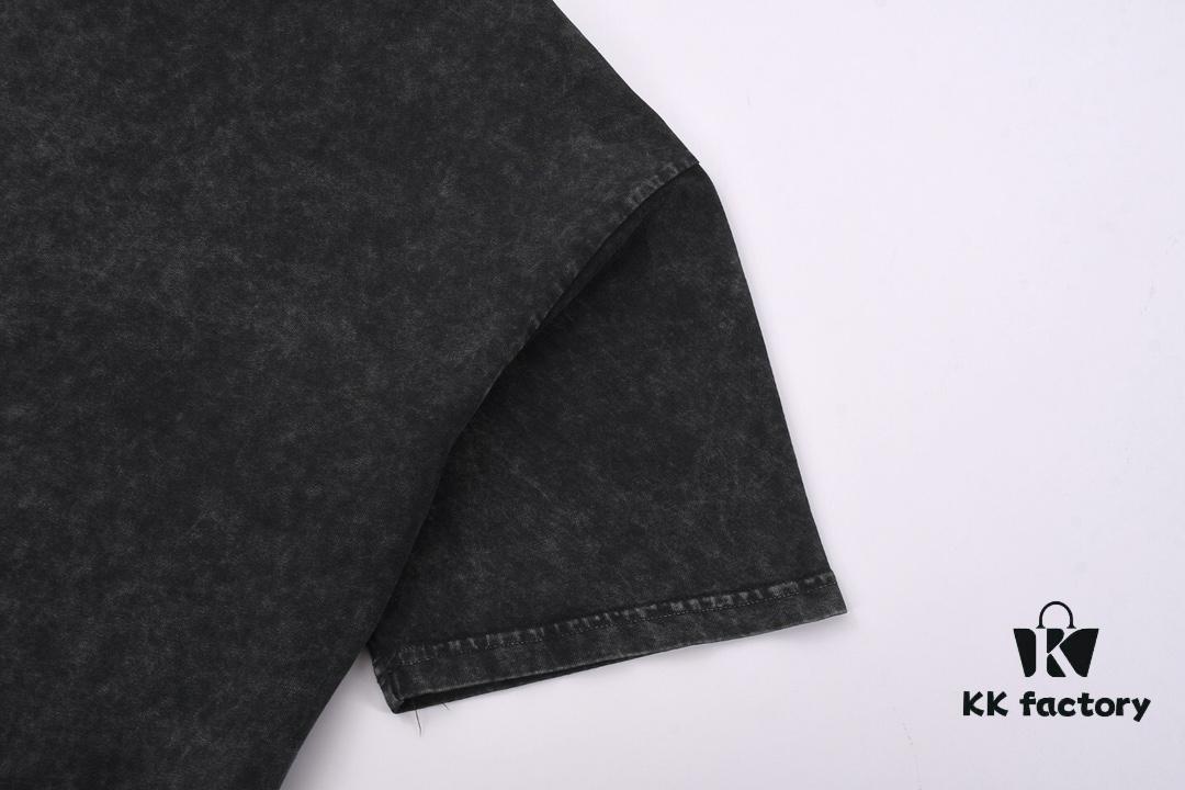 High-End Quality Balenciaga 2025 Fall Spring/Summer Collection Wheat Ear Motif Short-Sleeve T-Shirt Imported Kangwo Digital Direct-to-Garment Printing Custom-Dyed High-Quality Streetwear 26s Double-Yarn 100% Washed 300G Garment-Dyed and Washed Snowflake Effect OS Loose Fit Unisex