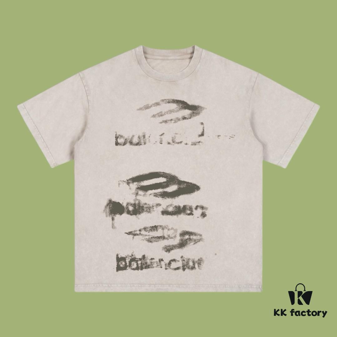 High-End Quality Balenciaga 2025 Fall Spring/Summer Collection Smoke Logo Short Sleeve T-Shirt