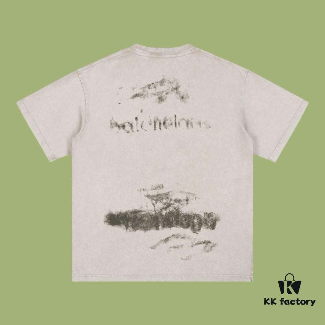 High-End Quality Balenciaga 2025 Fall Spring/Summer Collection Smoke Logo Short Sleeve T-Shirt
