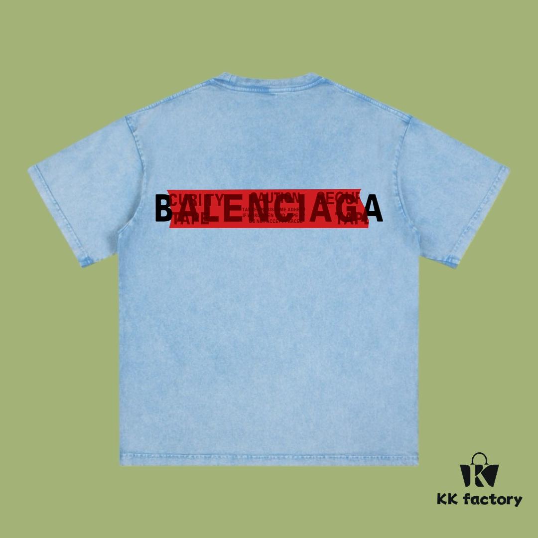 High-Quality Balenciaga 2025 Fall Spring/Summer Collection Red Tape Logo Short-Sleeve T-Shirt