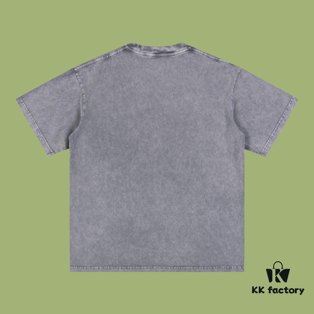 High-End Quality Balenciaga 2025 Fall Spring/Summer Collection LOGO Short Sleeve T-Shirt Imported Kangshu Digital Direct-to-Garment Printing Custom-Dyed High-Quality Streetwear 26-Single 100% Double Yarn Washed 300G Garment-Dyed and Washed Snowflake OS Loose Fit Unisex