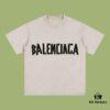 High-End Quality Balenciaga 2025 Fall Spring/Summer Collection Tape Logo Short-Sleeve T-Shirt, Imported Kangwo Digital Direct-to-Garment Printing, Custom-Dyed Premium Streetwear, 26-Single 100% Double-Yarn, Post-Wash 300g, Garment-Dyed and Snow-Washed, OS Loose Fit Unisex