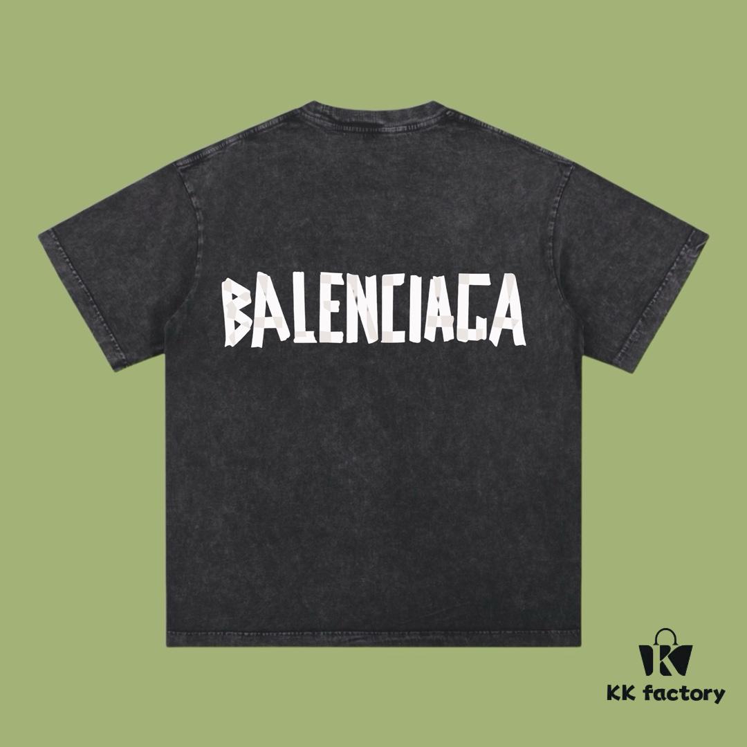 High-End Quality Balenciaga 2025 Fall Spring/Summer Collection Tape Logo Short Sleeve T-Shirt