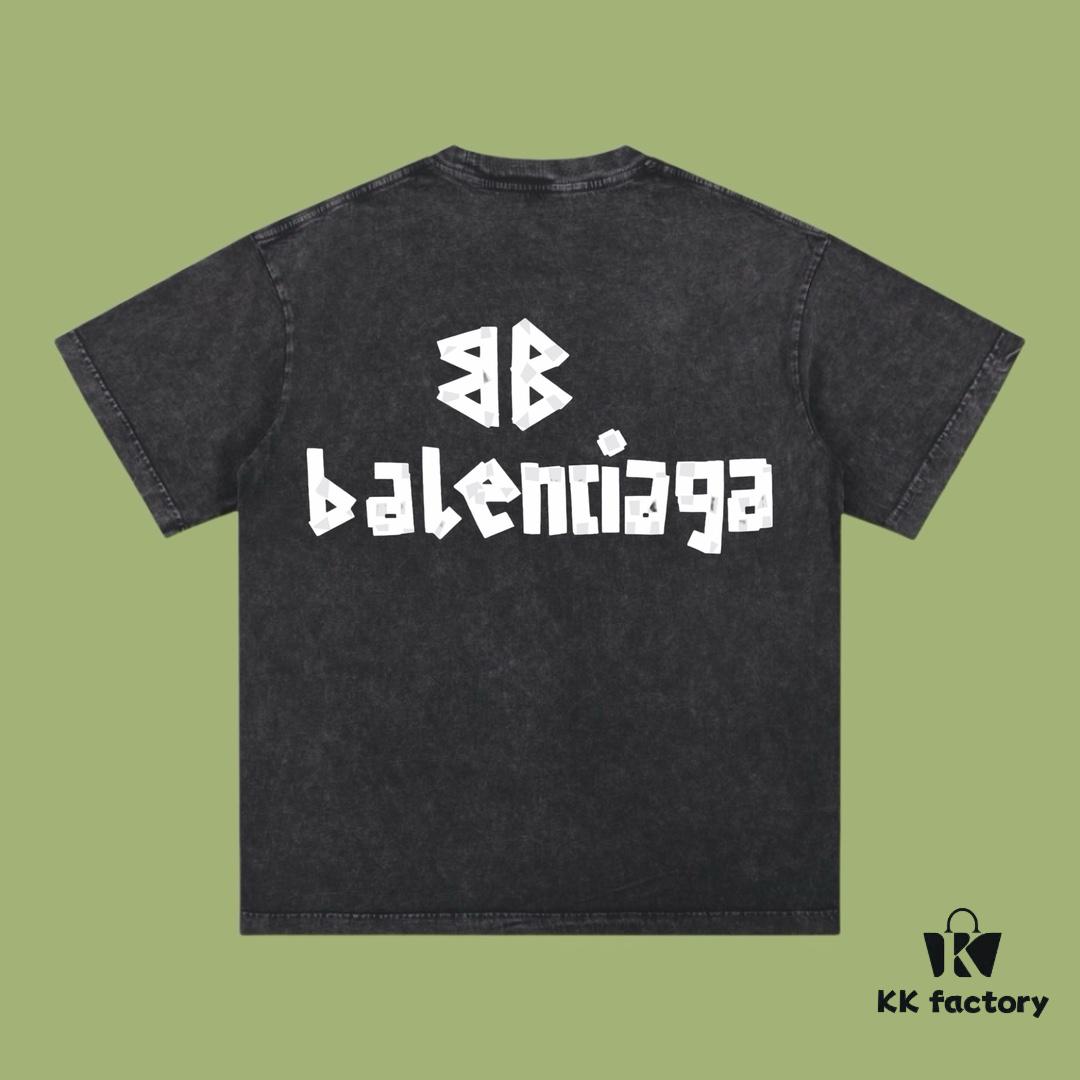 High-End Quality Balenciaga 2025 Fall Spring/Summer Collection Tape Logo Short Sleeve T-Shirt