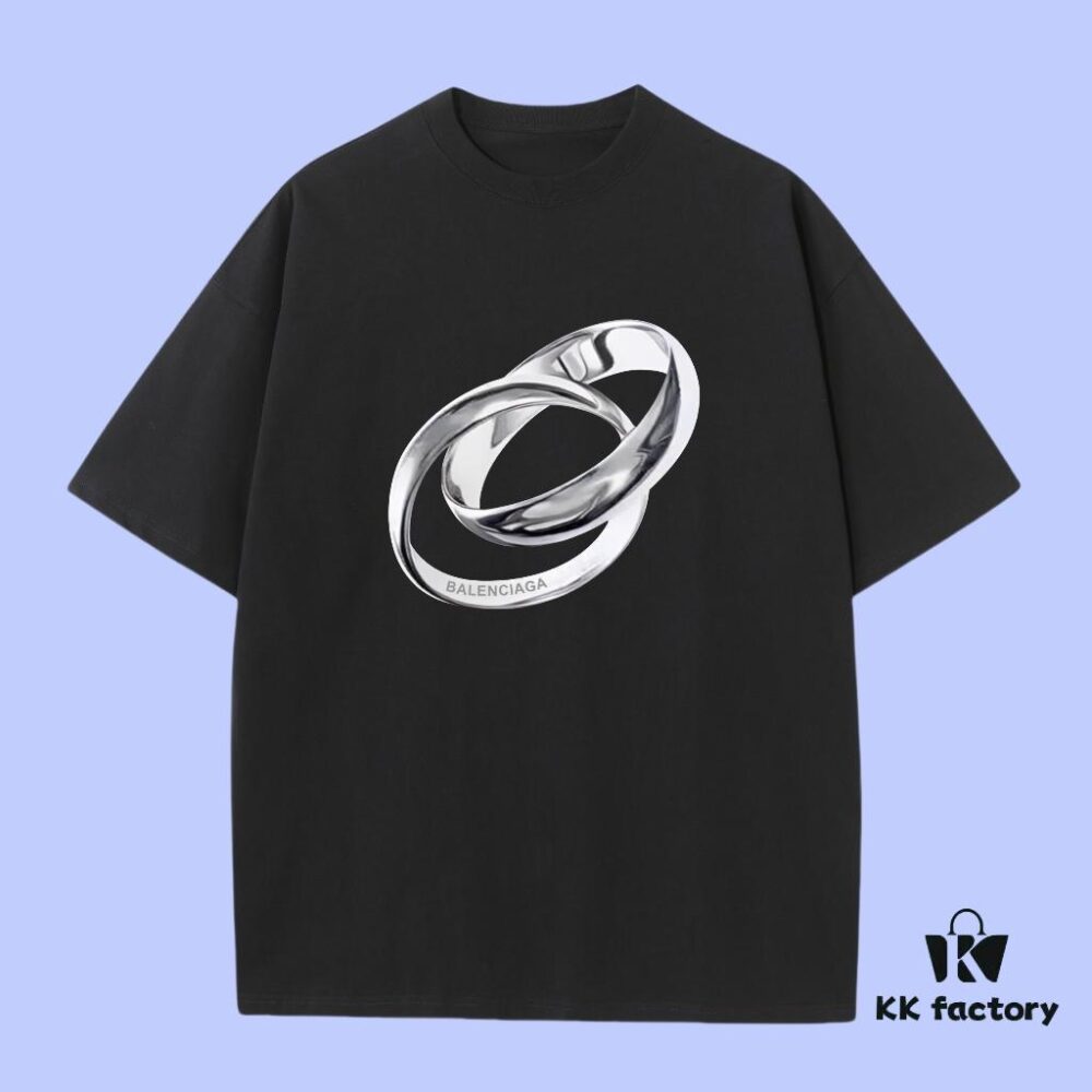 Balenciaga 2025 Fall Spring-Summer Collection Ring Short Sleeve T-Shirt Premium Quality Limited Edition, Custom Woven 270G 32-Count Double-Yarn Pure Cotton Fabric, Relaxed Fit Unisex Tee Distinct from Regular Printed Tees