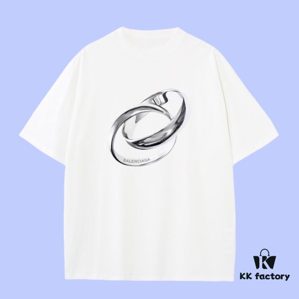 High-Quality Balenciaga 2025 Fall Spring/Summer Collection Ring Short-Sleeve T-Shirt, Distinct from Regular Prints, Made of Custom-Woven 270G 32-Thread Double-Yarn Pure Cotton Fabric, Relaxed Fit Unisex Design