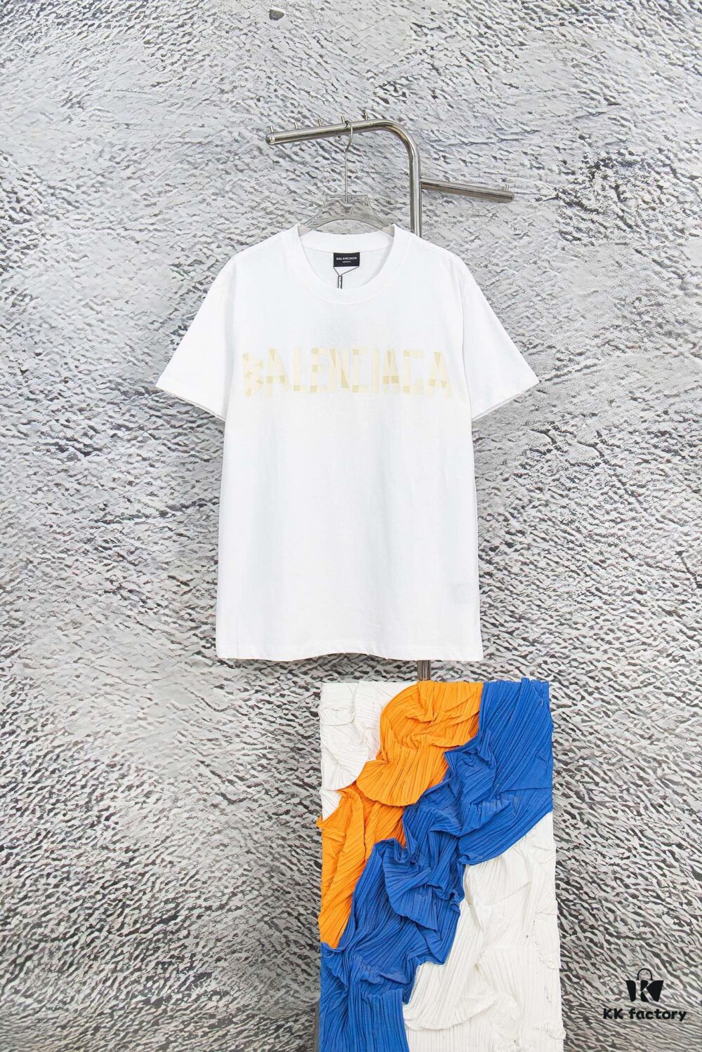 Balenciaga Tape Logo Distressed Short Sleeve T-Shirt