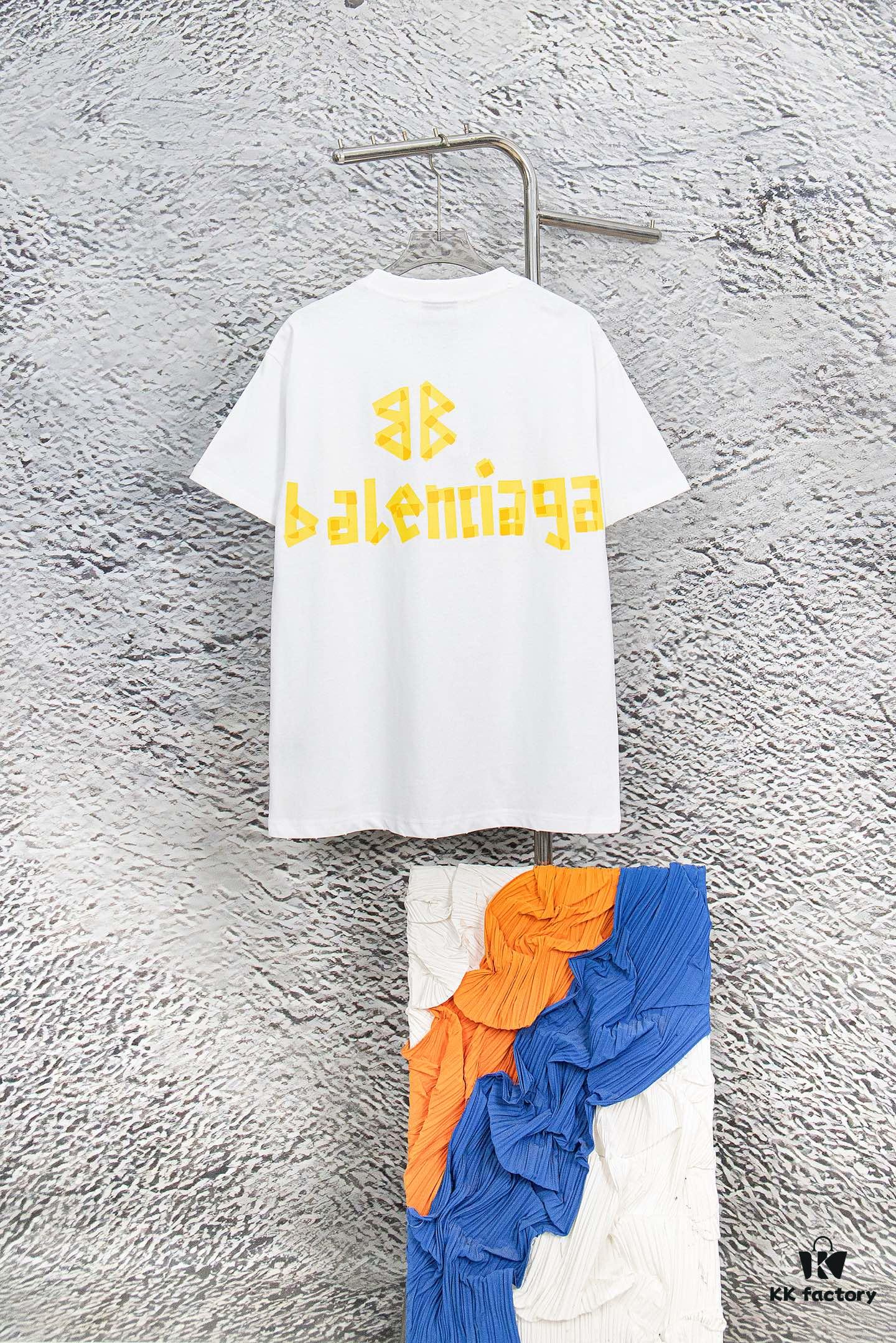 Balenciaga Tape Logo Distressed Short Sleeve T-Shirt
