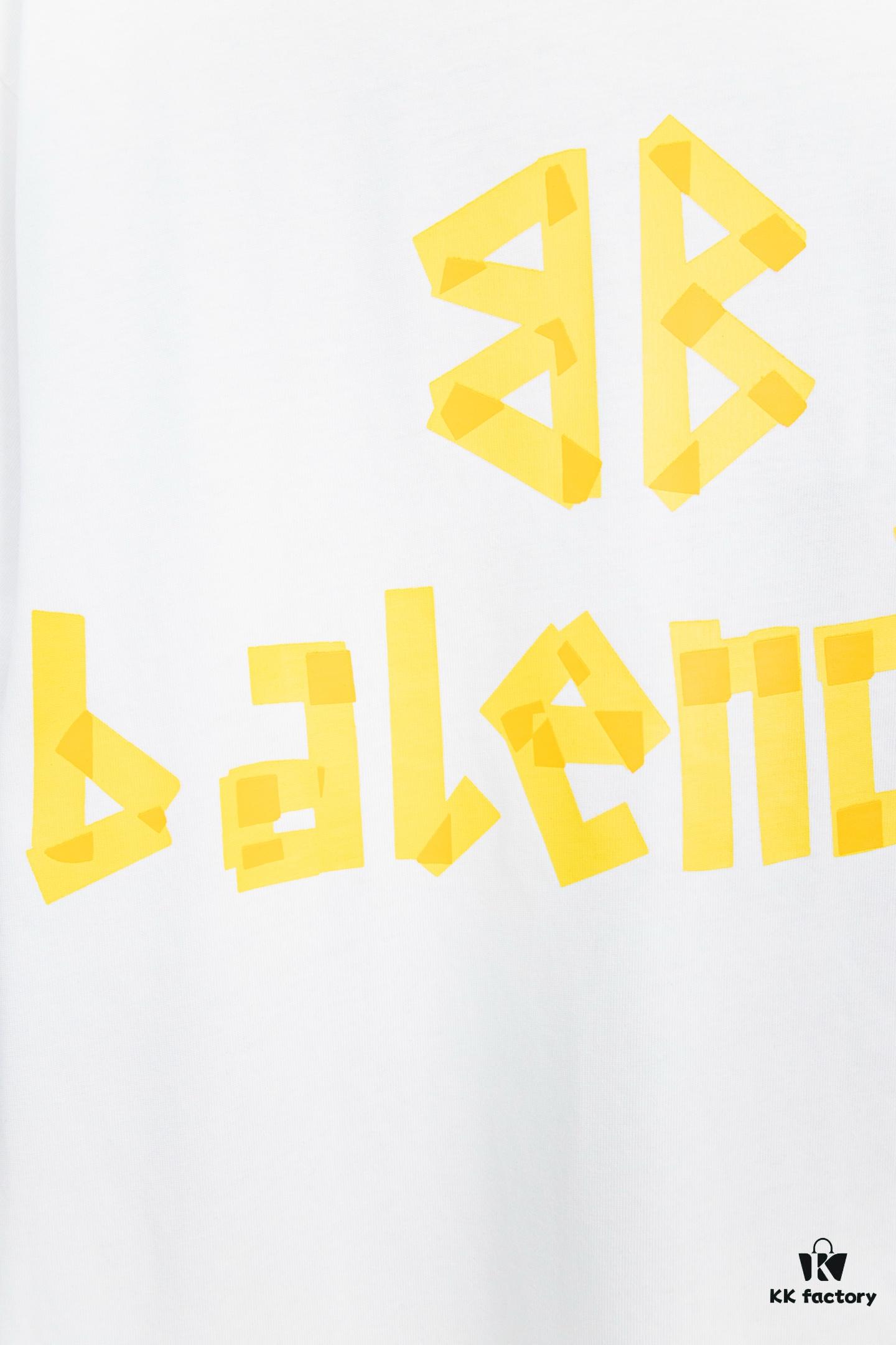 Balenciaga Tape Logo Distressed Short Sleeve T-Shirt