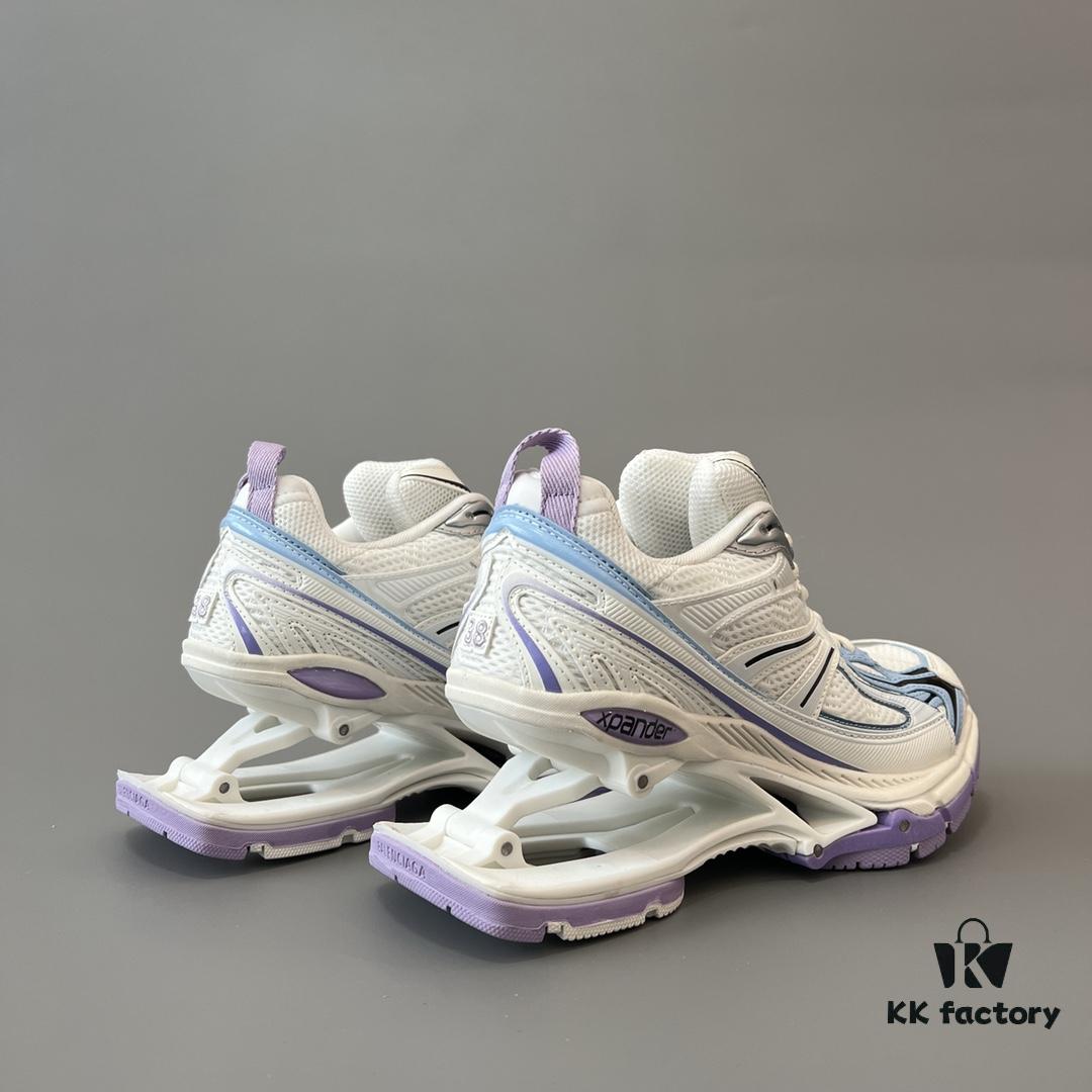 Balenciaga X-Pander Mesh Nylon Lace-Up Non-Slip Low-Cut Sneakers in White, Blue, and Purple