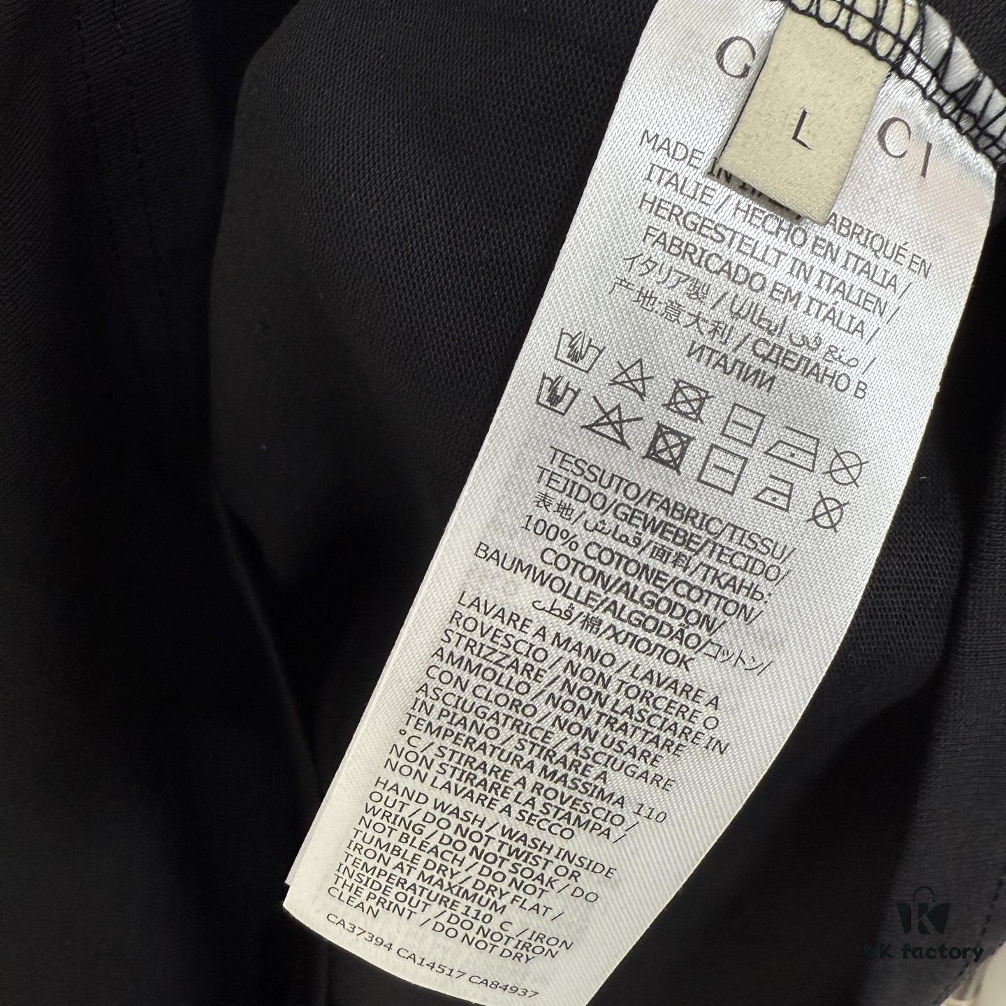 GUCCI 25SS Gucci Printed Cotton Knit T-Shirt Short Sleeve with Classic Letter Logo, Spray-Painted Detail on Collar and Sleeves