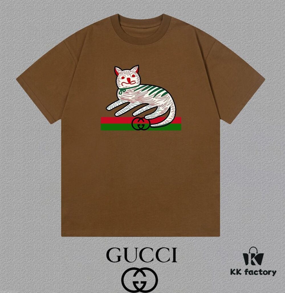 GUCCI 25SS Master-Designed New Arrival Printed Round-Neck Short-Sleeve T-Shirt, 300g High-Quality Fabric