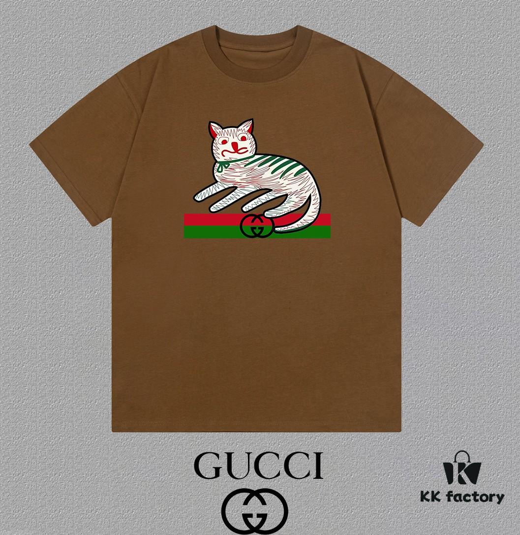 GUCCI 25SS Master-Designed New Arrival Printed Round-Neck Short-Sleeve T-Shirt, 300g High-Quality Fabric