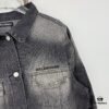 New Balenciaga Logo Embroidered Washed Denim Gray Jacket